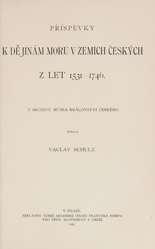 Příspěvky k dějinám moru v zemích českých z let 1531-1746