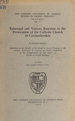 Episcopal and Vatican reaction to the persection of the Catholic Church in Czechoslovakia