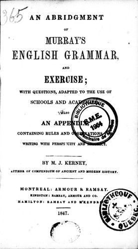An abridgement of Murray's English grammar and exercise