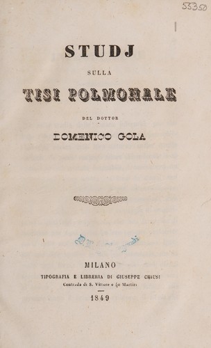 Studii sulla tisi polmonale