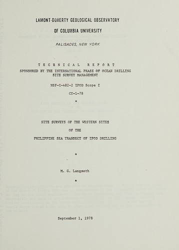 Site surveys of the Western sites of the Philippine Sea transect of IPOD drilling