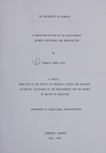 A conceptualization of the relationship between individual and organization