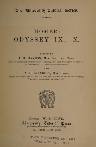 Homer's Odyssey, books IX., X