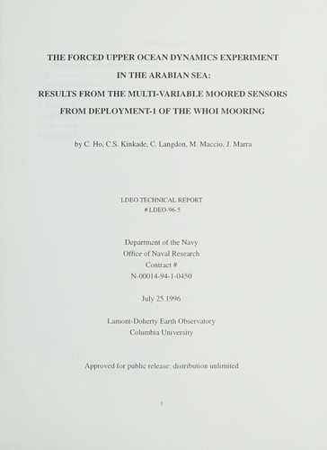 The forced upper ocean dynamics experiment in the Arabian Sea