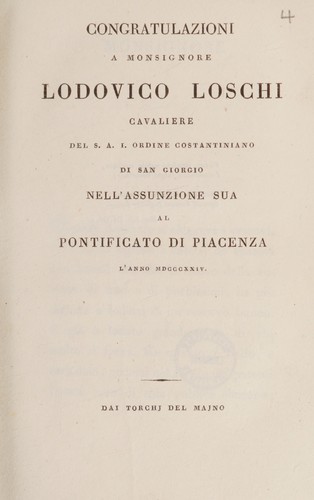 Congratulazioni a Monsignore L. Loschi ...