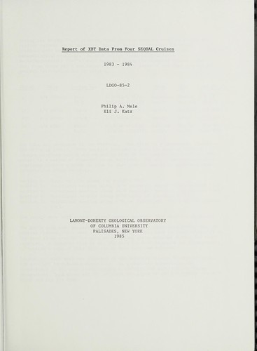 Report of XBT data from four SEQUAL cruises 1983-1984