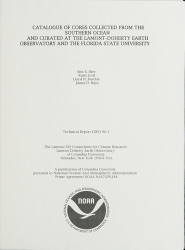 Catalogue of cores collected from the Southern Ocean and curated at the Lamont-Doherty Earch Observatory and the Florida State University