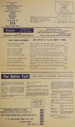 Registered "Central Park" grass seed list 215