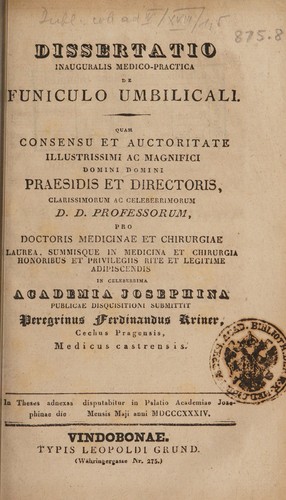 Dissertatio inauguralis medico-practica de funiculo umbilicali
