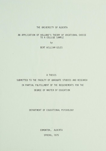 An application of Holland's theory of vocational choice to a college sample