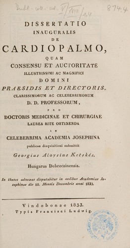 Dissertatio inauguralis de cardiopalmo
