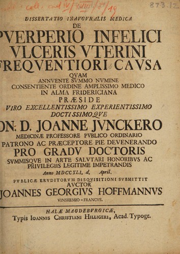 Dissertatio inauguralis medica de puerperio infelici ulceris uterini frequentiori causa ...