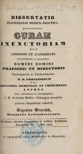 Dissertatio inauguralis medico-practica perscrutans curam injunctoriam