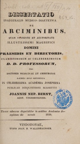 Dissertatio inauguralis medica diaetet. de farciminibus