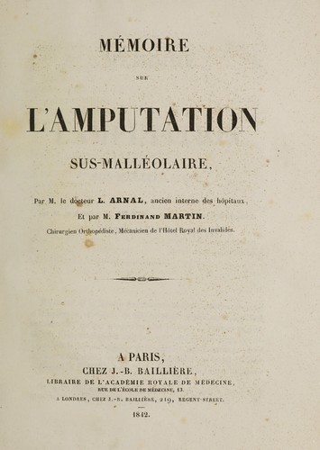 Mémoire sur l'amputation sus-malléolaire