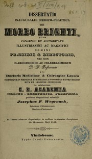 Dissertatio inauguralis medica-pract. de morbo Brighti