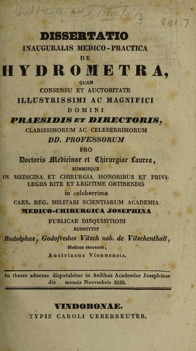 Dissertatio inauguralis medica-practica de hydrometra