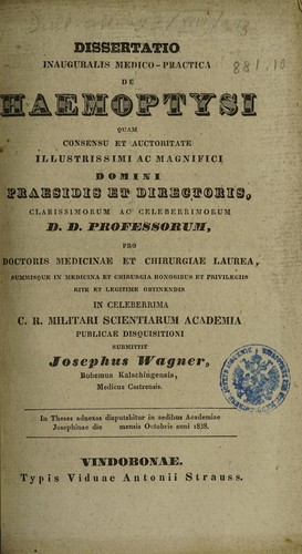 Dissertatio inauguralis medico-practica de haemoptysi