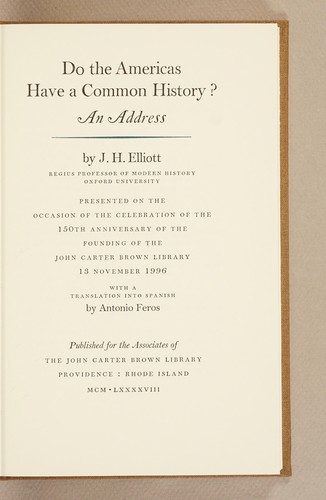 Do the Americas have a common history?
