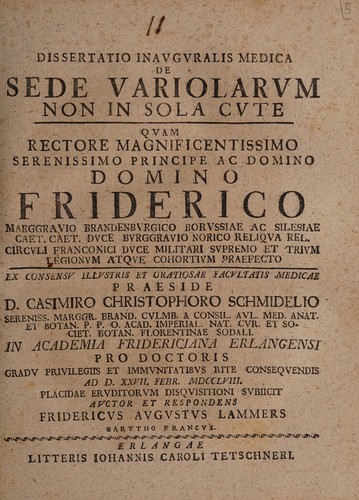 Dissertatio inauguralis medica de sede variolarum non in sola cute ...