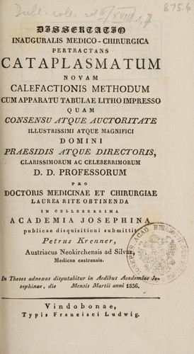 Dissertatio inauguralis medica chirurgica pertractans cataplasmatum novam calefactionis methodum