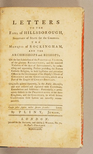 Letters to the Earl of Hillsborough