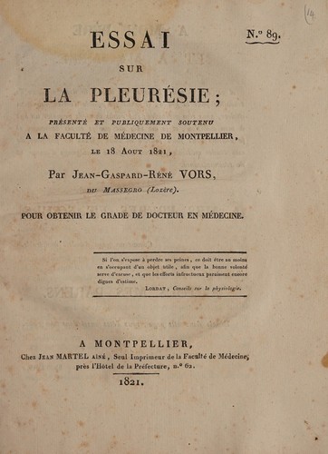 Essai sur la pleurésie