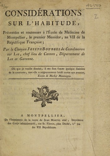 Considération sur l'habitude