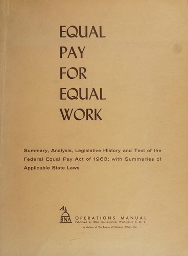 Equal pay for equal work: Federal equal pay law of 1963
