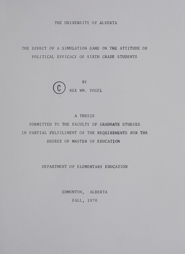 The effect of a simulation game on the attitude of political efficacy of sixth grade students
