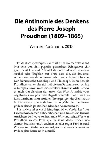 Die Antinomie des Denkens des Pierre-Joseph Proudhon