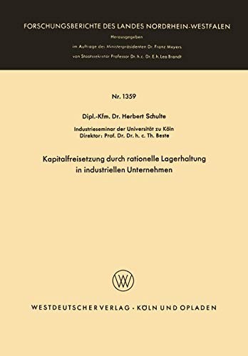 Kapitalfreisetzung durch rationelle Lagerhaltung in industriellen Unternehmen