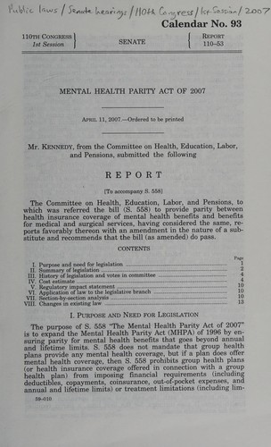Mental Health Parity Act of 2007