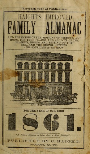 Haight's improved family almanac ....for the year of our Lord 1861