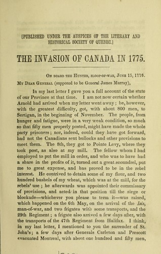 Manuscripts relating to the early history of Canada : published under the auspices of the Literary and Historical Society of Quebec