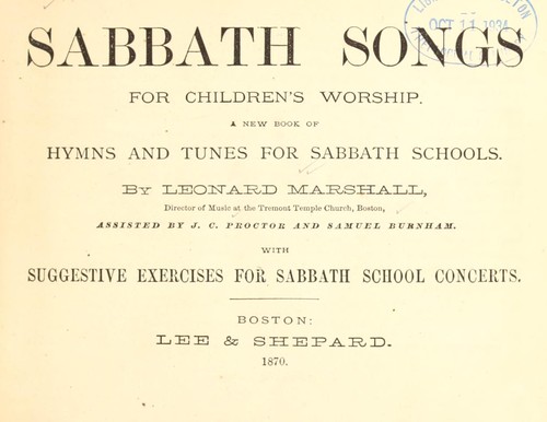 Sabbath songs for children's worship