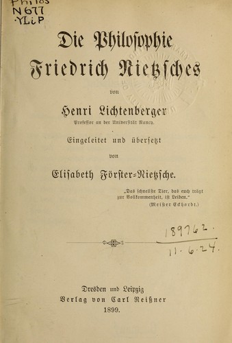 Die Philosophie Friedrich Nietzsches