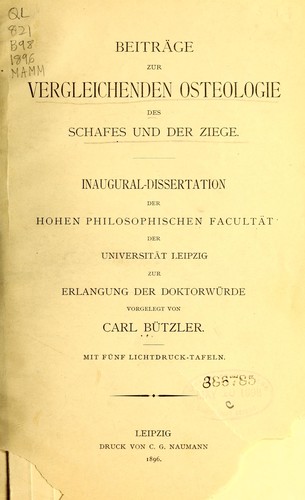 Beiträge zur vergleichenden Osteologie des Schafes und der Ziege