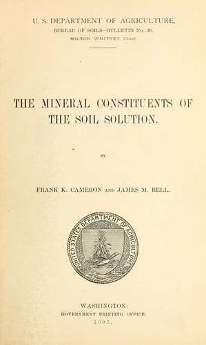 The mineral constituents of the soil solution