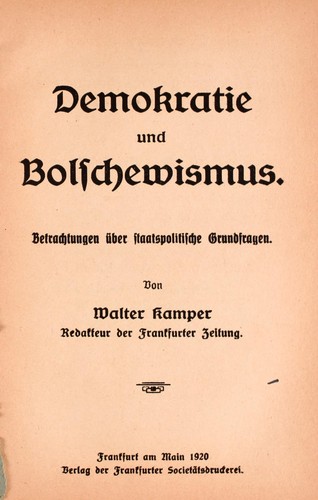 Demokratie und Bolschewismus