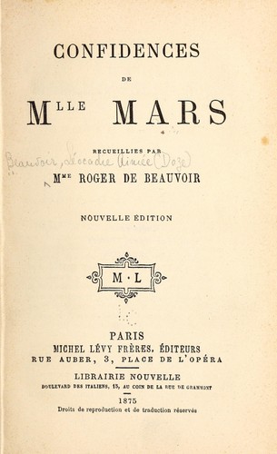 Confidences de mlle Mars