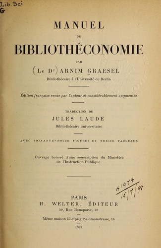 Manuel de bibliothéconomie