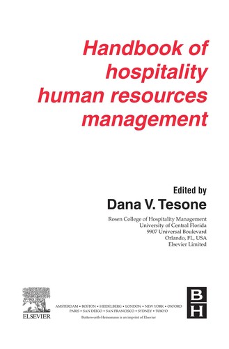 Handbook of hospitality human resources management