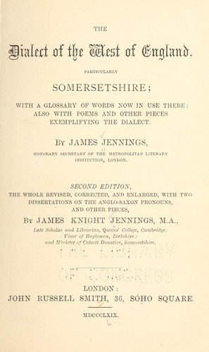 The dialect of the west of England