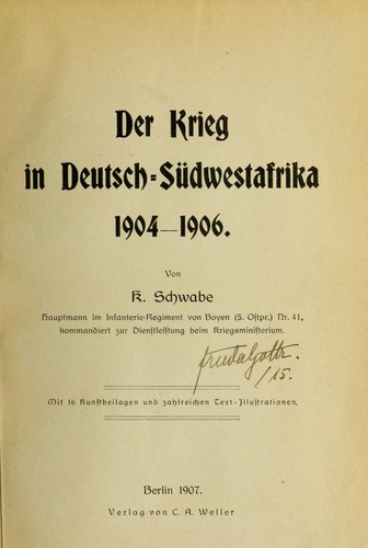 Der Krieg in Deutsch-Südwestafrika, 1904-1906