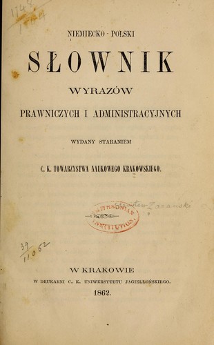 Niemiecko-polski sownik wyrazów prawniczych i administracyjnych