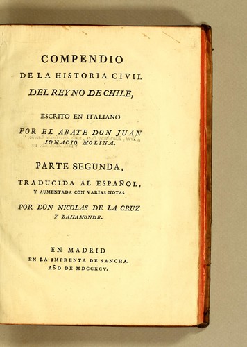 Compendio de la historia geografica, natural y civil del reyno de Chile