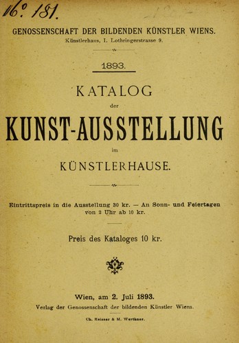 Katalog der Kunst-Ausstellung im Ku nstlerhause