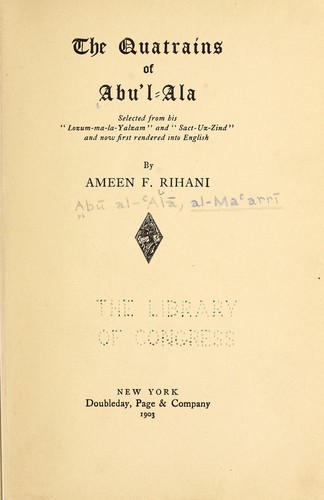 The quatrains of Abu'l-Ala