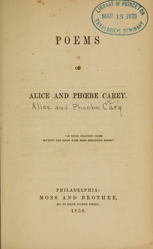 Poems of Alice and Phoebe Carey